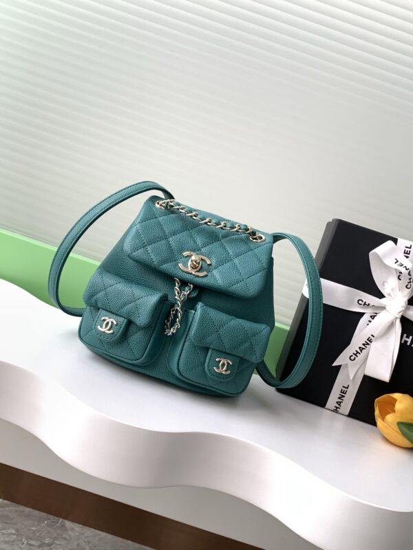 Chanel 24B High-Quality Leather Fashion Dual-Backpack Bag