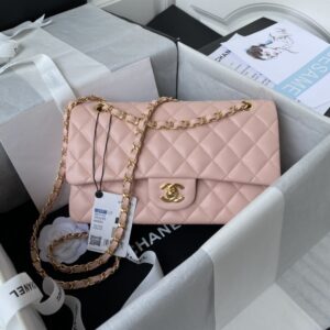 Chane1 Classic Flap Bag  - Salmon Skin, Sheepskin, Classic Style, Elegant, Simple, Exquisite